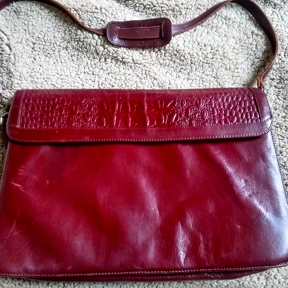 Embossed leather briefcase